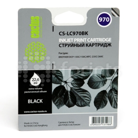 Картридж Cactus CS-LC970BK Black (черный) для Brother DCP-135C / 150C / MFC-235C / 260C (22.6мл)